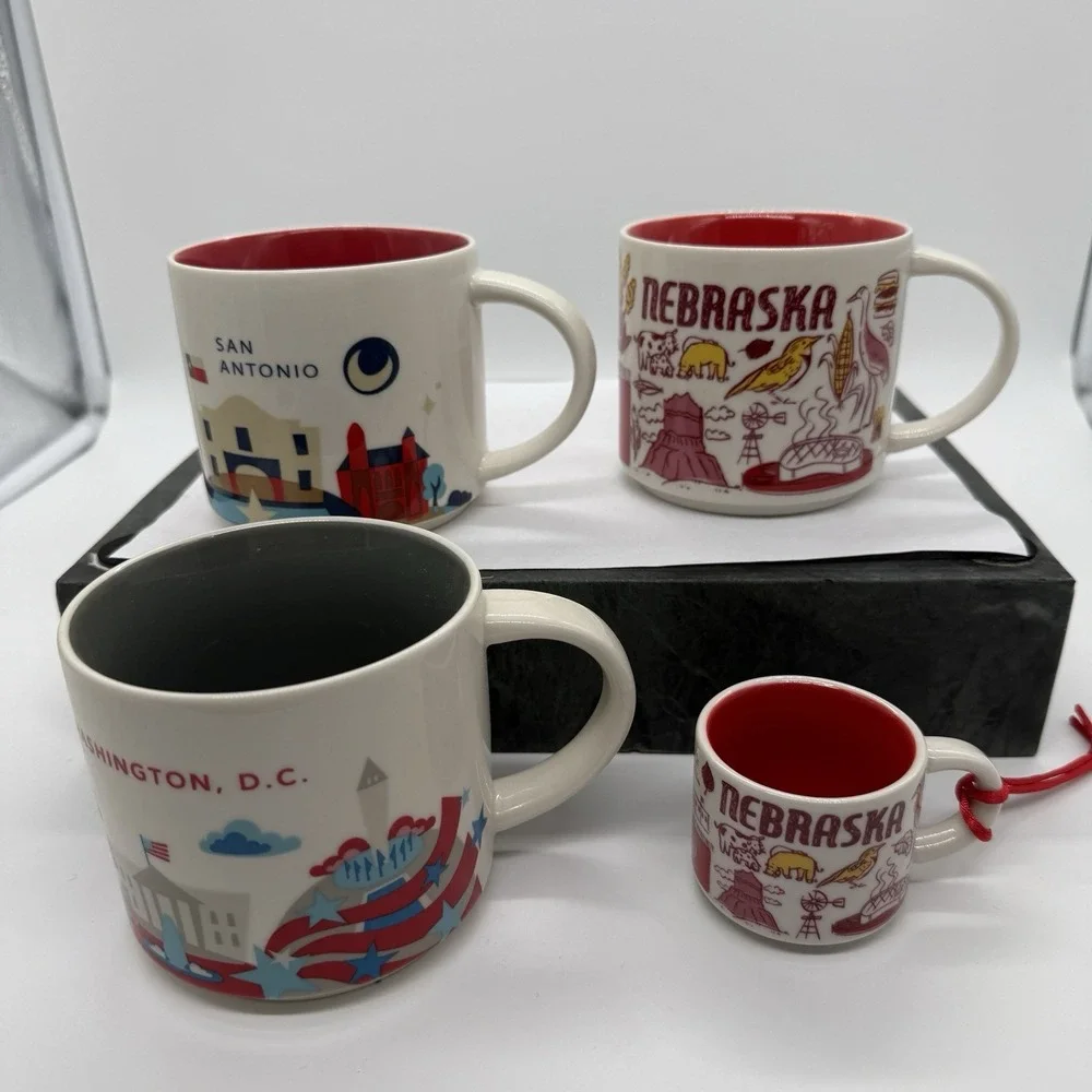 Starbucks Mug Lot 4 San Antonio Washington DC Nebraska You Are Here Been There